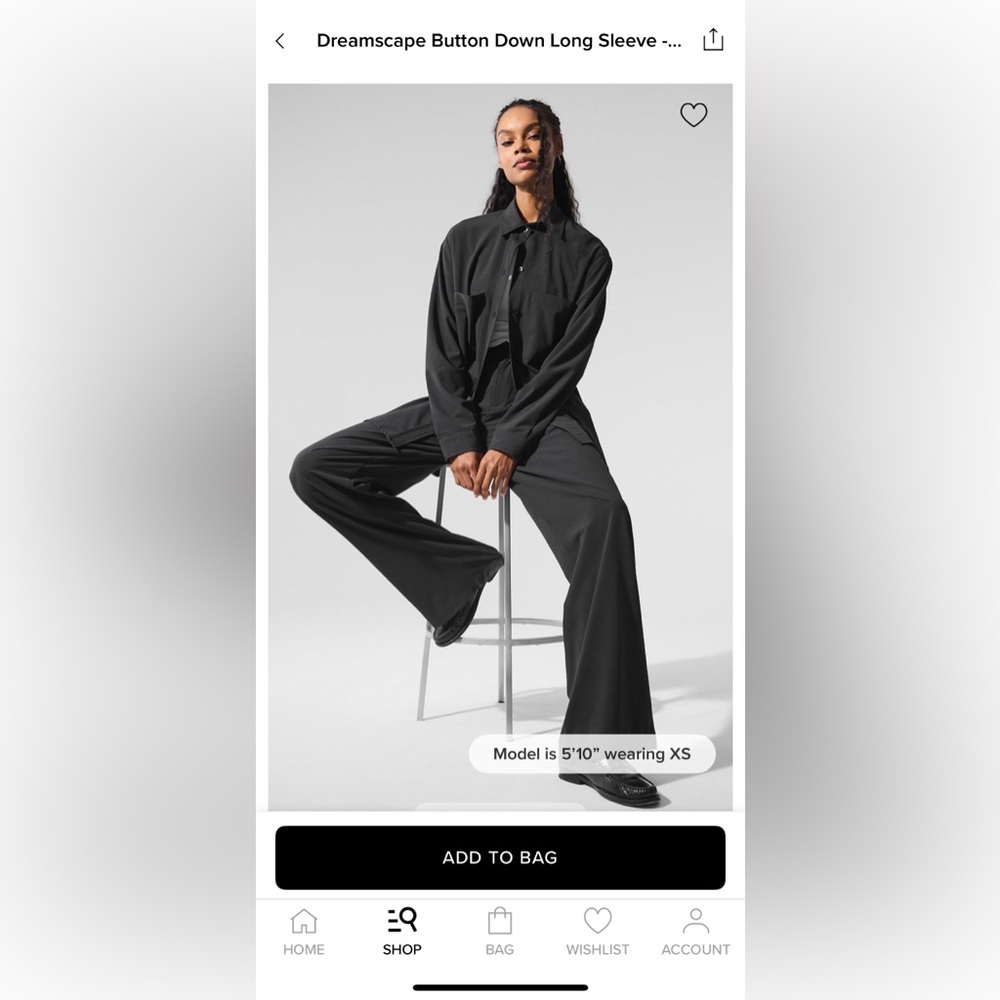 ALO Yoga Dreamscape Black Collared Shirt XS